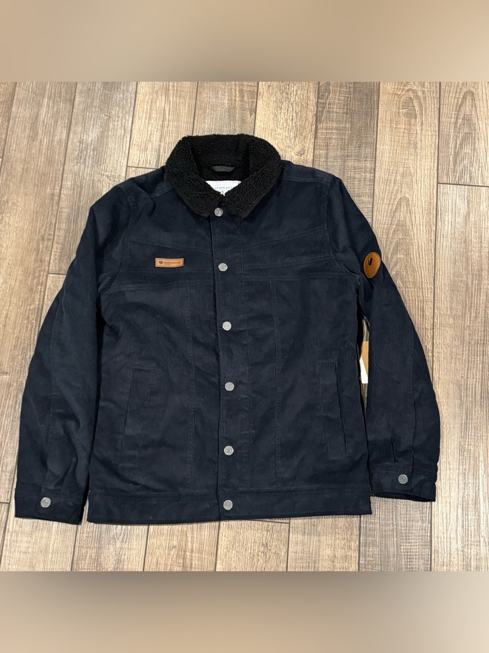 Obermeyer Black Condor Corduroy Sherpa Lined Snap Button Coat Jacket Mens SM New